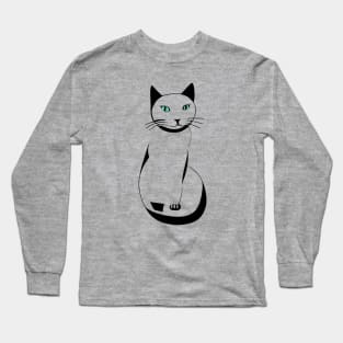 Sitting Cat - Simple line drawing Long Sleeve T-Shirt